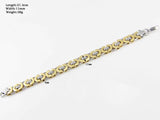 Men's Stainless Steel Byzantine Bracelet Silver/Gold 21.5cm