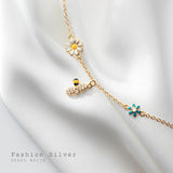Silver Rhinestone Bee Daisy Charm Bracelet Women Jewelry