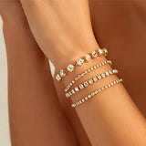 4Pcs/Set Punk Metal Cuban Chain Bracelets Set Grunge Bohemian Jewelry