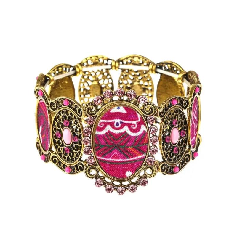 Vintage Silver Bead Charm Bracelet for Women Crystal Bohemia Jewelry