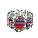 Vintage Silver Bead Charm Bracelet for Women Crystal Bohemia Jewelry