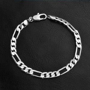 Punk Chain Bracelet 6mm Silver Plated Cuff Jewelry Gift