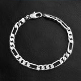 Punk Chain Bracelet 6mm Silver Plated Cuff Jewelry Gift