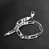 Punk Chain Bracelet 6mm Silver Plated Cuff Jewelry Gift