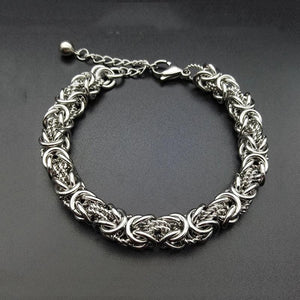 8mm Double Chain Dragon Bracelet Men Stainless Steel Byzantine Chain