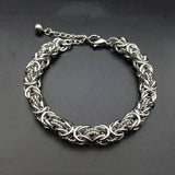 8mm Double Chain Dragon Bracelet Men Stainless Steel Byzantine Chain
