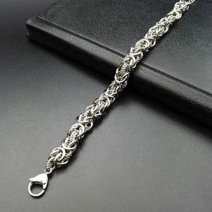 8mm Double Chain Dragon Bracelet Men Stainless Steel Byzantine Chain