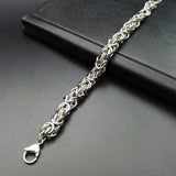8mm Double Chain Dragon Bracelet Men Stainless Steel Byzantine Chain