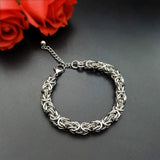 8mm Double Chain Dragon Bracelet Men Stainless Steel Byzantine Chain