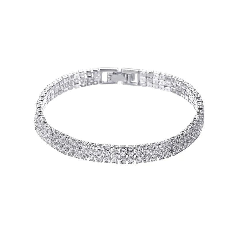 Silver Tennis Bracelet Small Cubic Zircon Crystal Chain Braclet For Women Girls
