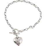 Heart Shape Charm Bracelet Silver Retro OT Clasp Jewelry for Women