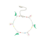Stainless Steel Multicolor Hamsa Hand Enamel Chain Bracelet for Women