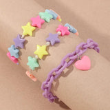 Bohemian Star & Heart Bracelet Bangle Sweet Candy Resin Multilayer Femme Jewelry