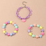Bohemian Star & Heart Bracelet Bangle Sweet Candy Resin Multilayer Femme Jewelry