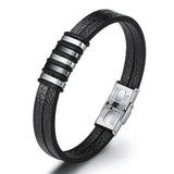 Men's PU Leather Bracelet Classic Stainless Steel Bangle