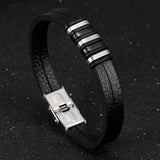 Men's PU Leather Bracelet Classic Stainless Steel Bangle