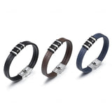Men's PU Leather Bracelet Classic Stainless Steel Bangle