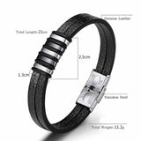 Men's PU Leather Bracelet Classic Stainless Steel Bangle