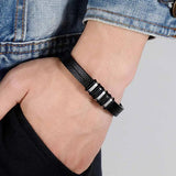 Men's PU Leather Bracelet Classic Stainless Steel Bangle