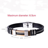 Stainless Steel Rudder Silicone Mesh Link Bracelet Men Wristband