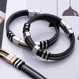 Stainless Steel Rudder Silicone Mesh Link Bracelet Men Wristband