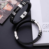 Stainless Steel Rudder Silicone Mesh Link Bracelet Men Wristband