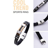 Stainless Steel Rudder Silicone Mesh Link Bracelet Men Wristband