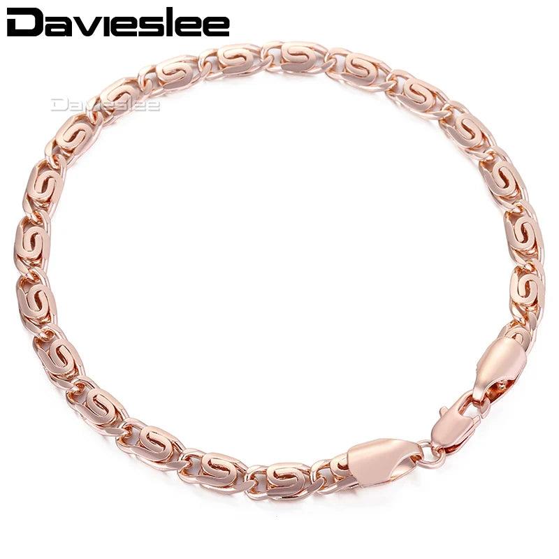 Womens Bracelet Chain 585 Yellow Rose Snail Link 5mm 18-25cm LGB179