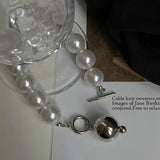 Lovelink Silver Pearl Bracelet Punk Metal Adjustable Women Jewelry