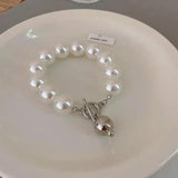 Lovelink Silver Pearl Bracelet Punk Metal Adjustable Women Jewelry