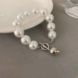 Lovelink Silver Pearl Bracelet Punk Metal Adjustable Women Jewelry