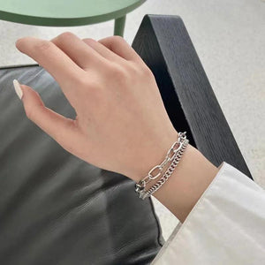 Double Heart Charm Bracelets for Women Girls S6669