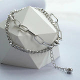 Double Heart Charm Bracelets for Women Girls S6669