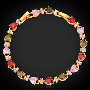 AAA+ Cubic Zircon Heart Bracelet Yellow High Jewelry Bangles H703