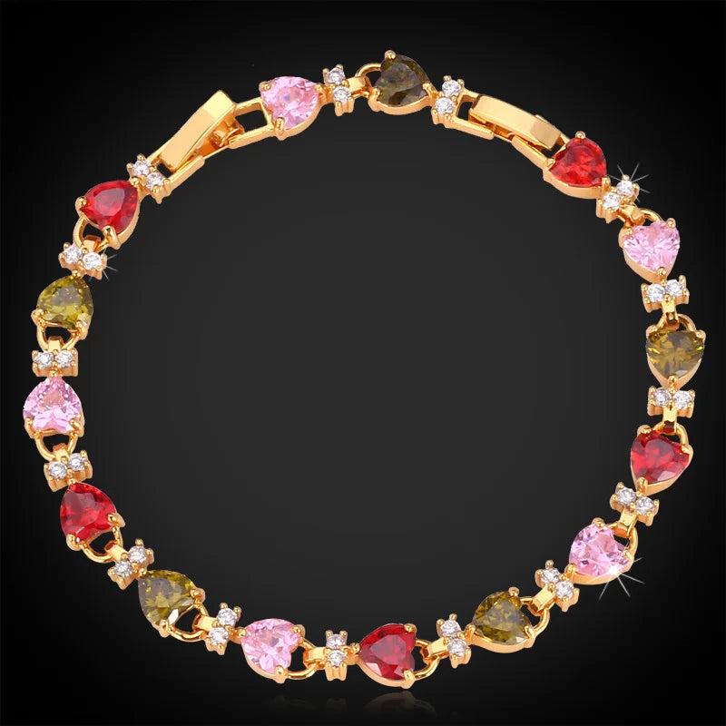 AAA+ Cubic Zircon Heart Bracelet Yellow High Jewelry Bangles H703