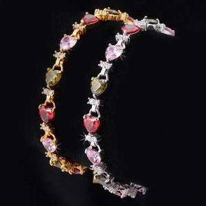 AAA+ Cubic Zircon Heart Bracelet Yellow High Jewelry Bangles H703