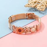 10mm Stainless Steel Sunflower Mesh Bracelet Micro Pave CZ Charm Watch Belt