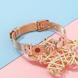 10mm Stainless Steel Sunflower Mesh Bracelet Micro Pave CZ Charm Watch Belt