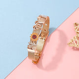 10mm Stainless Steel Sunflower Mesh Bracelet Micro Pave CZ Charm Watch Belt