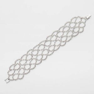 Rhinestone Jewelry Women Silver Crystal Link Bracelet Bangle