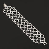Rhinestone Jewelry Women Silver Crystal Link Bracelet Bangle
