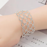 Rhinestone Jewelry Women Silver Crystal Link Bracelet Bangle