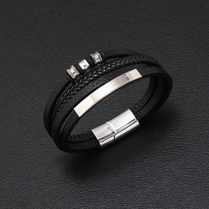 Men's Classic Leather Bracelet with Magnetic Clasp
