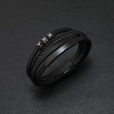 Men's Classic Leather Bracelet with Magnetic Clasp