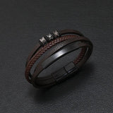Men's Classic Leather Bracelet with Magnetic Clasp