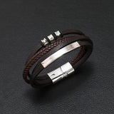 Men's Classic Leather Bracelet with Magnetic Clasp