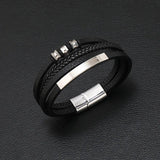 Men's Classic Leather Bracelet with Magnetic Clasp