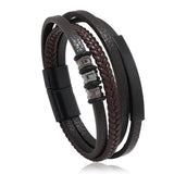 Men's Classic Leather Bracelet with Magnetic Clasp