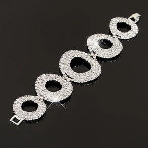 Carddoor Charm Bridal Rhinestone Bracelet for Women Crystal Round Style Jewelry