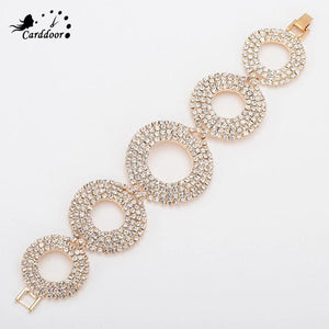 Carddoor Charm Bridal Rhinestone Bracelet for Women Crystal Round Style Jewelry